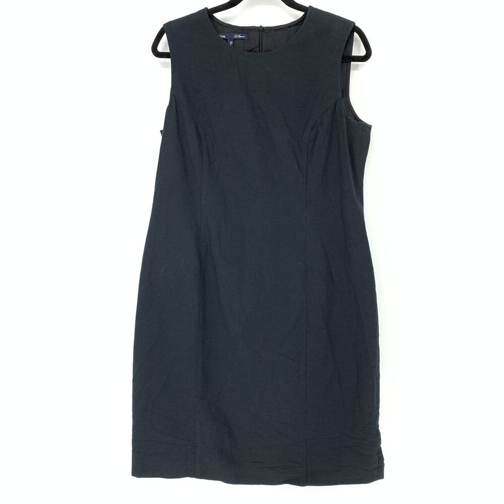 Les Copains Dress Women's Sz 48 US 12 Sleeveless Shift Back Zipper Solid Black